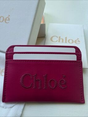 Chloé Magenta Leather Card & Key Holder